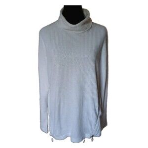 Jones New York Women's L Turtle Neck White Waffle Knit Long Sleeve Top